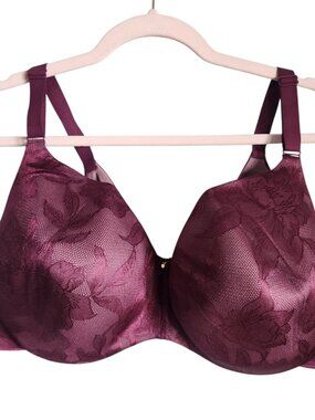 Cacique Bra Women's 44DDD 44F Red Burgundy Maroon Lightly Lined Balconette